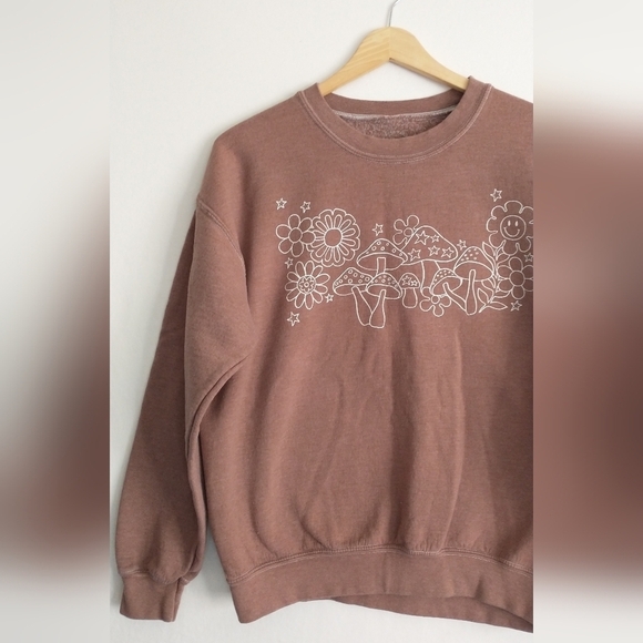 Mushroom 🍄 60's 70's Themed Crew Neck Large Sweatshirt by PS/LA - Picture 3 of 4
